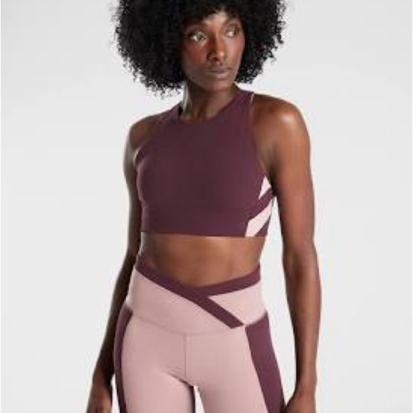 Athleta Hyper Focused Chroma Burgundy and Pink Sports Bra - Picture 6 of 9